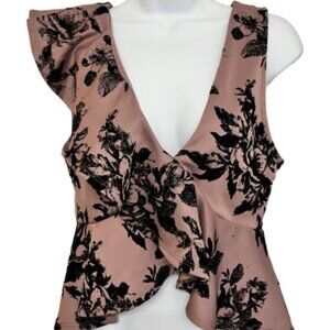 Privy Ladies XS-S Floral Multicolor Sleeveless Ruffled v Neck Tank